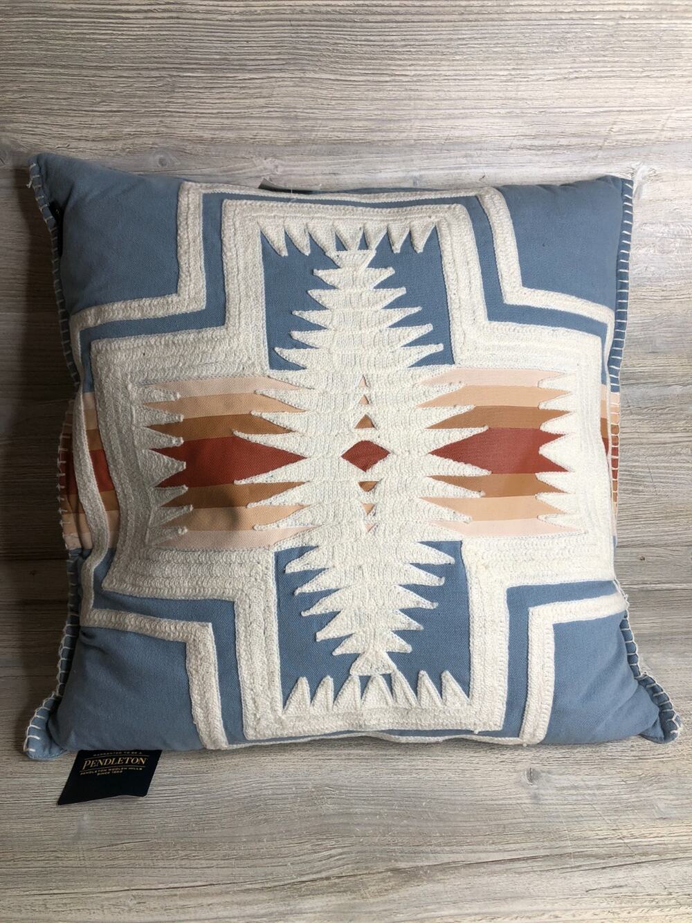 Pendleton CHIEF JOSEPH Pillow Slate 20x20 New with tag denim embroidered